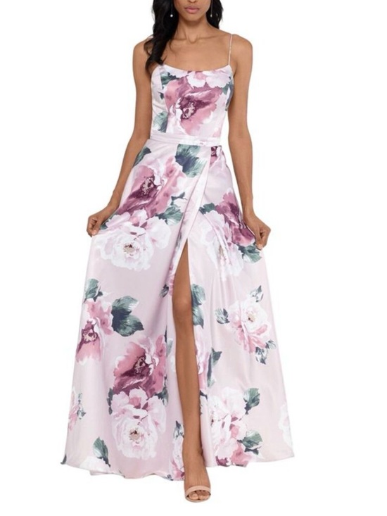 Xscape Dresses & Skirts - Xscape Pink Floral Spaghetti-Strap Maxi Dress